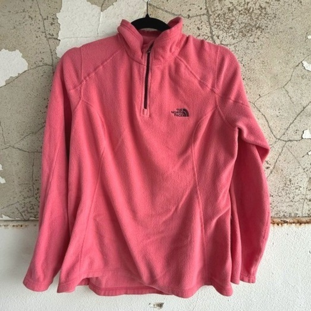 The North Face Fleece Pullover Womens M Coral Quarter Zip Sweater Cozy Outdoor